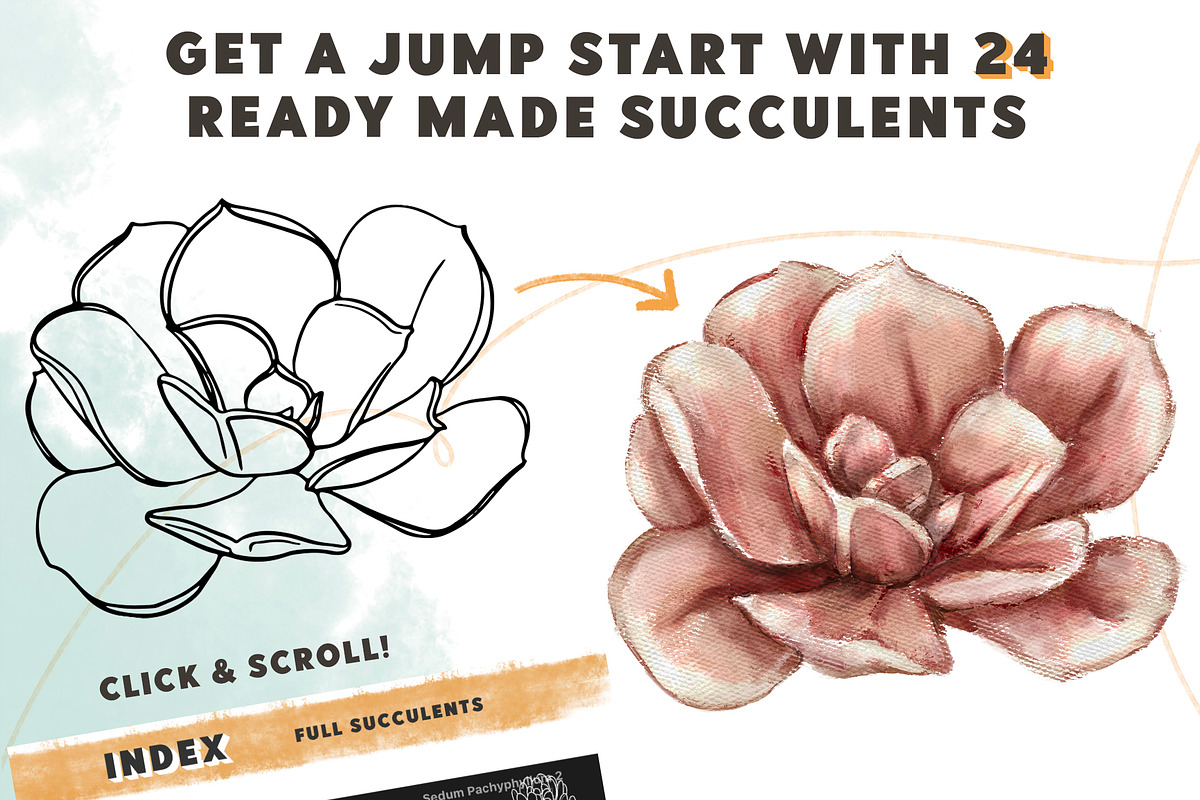 Succulent Builder Procreate Brushkit, a Brush Add-On by Wooly Pronto (Photo 3 of 7)