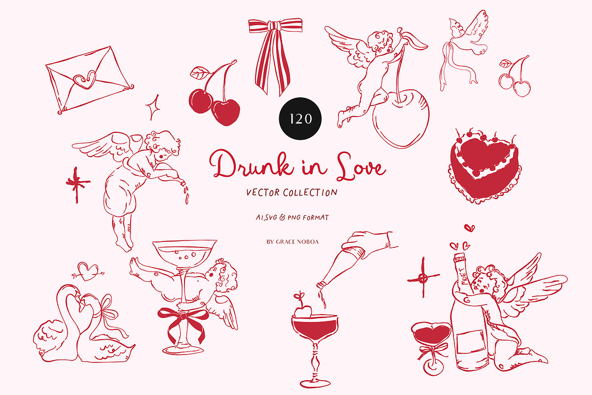 Valentine's day Hand Drawn Line art, an Object Graphic by Grace Noboa Illustrations (Photo 4 of 14)