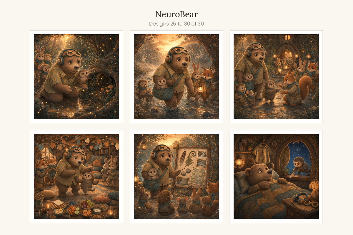 NeuroBear Storybook Set of 30, an Animal Illustration by LanternkinStudio (Photo 10 of 14)