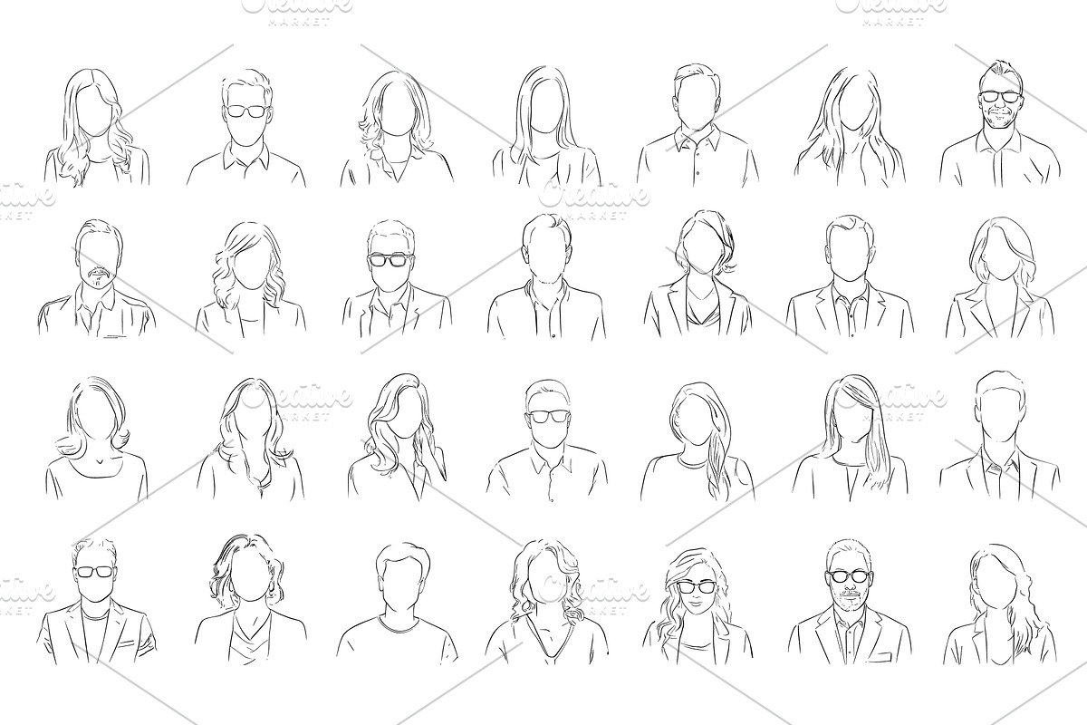 Human avatars outline. Sketch, a Person Illustration by Valerie Bodnar