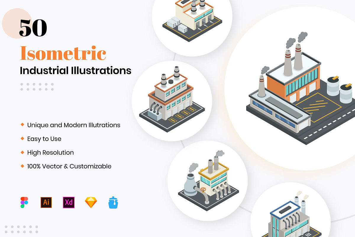 Isometric Industrial Illustrations, a Duotone Icon by Brickclay (Photo 1 of 8)