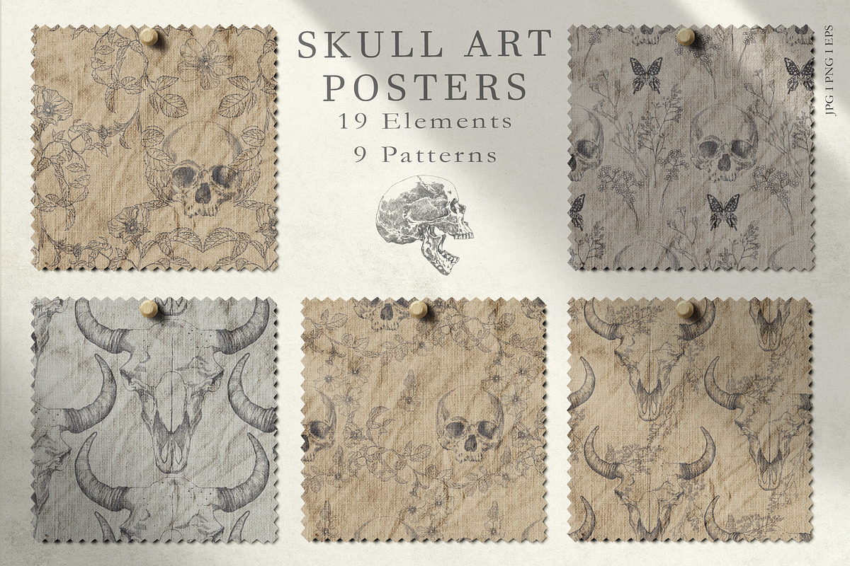 SKULL ART POSTERS, a Texture Illustration by LanaDzi (Photo 5 of 9)
