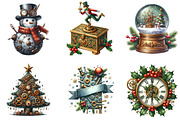 Christmas Steampunk Clipart, an Illustration by DreamArtGraphic (Thumbnail 2 of 5)