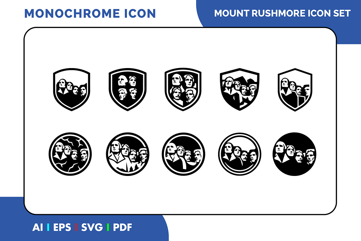 Mount Rushmore Monument Icon Pack, a Solid Icon by Fontmine Studio (Photo 1 of 3)