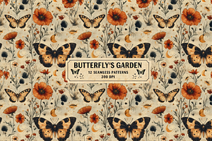 Butterfly's Garden Seamless Patterns