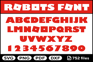 Robots Font Svg Png Pdf Dxf Alphabet