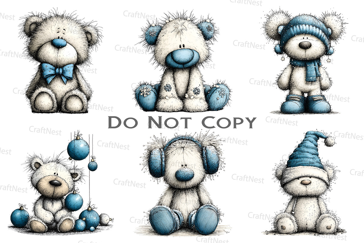 Christmas Teddy Bear Blue Clipart, an Illustration by Craft Nest (Photo 8 of 9)