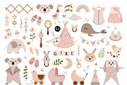 Newborn Baby Girl Clipart, an Object Illustration by JulzaArt (Thumbnail 2 of 7)
