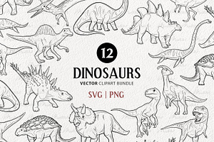 Dinosaur Vector Clipart Bundle, an Illustration by MadliArt