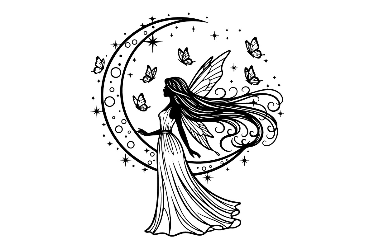 Fairy Moon Butterfly Silhouette, an Object Illustration by Gaye Art (Photo 18 of 31)
