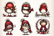Whimsical Winter Robin Birds Clipart, an Illustration by Dream Creation (Thumbnail 6 of 7)