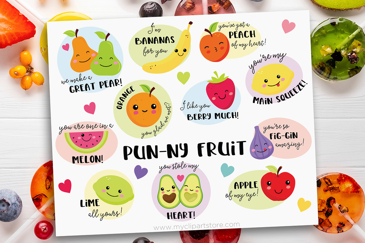 Funny Valentine Sayings, Fruit, SVG, an Illustration by MyClipArtStore (Photo 1 of 2)