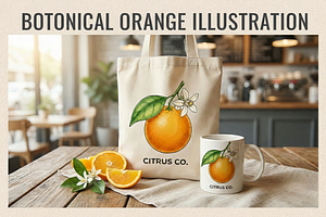 Botanical Orange Illustration, a Food Illustration by 3d_model_tifotizi