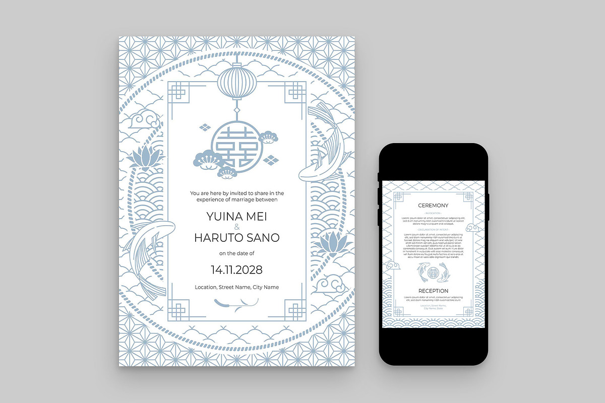 Elegant Asian Wedding Invitation Tem, an Invitation Template by BrandPacks (Photo 2 of 5)