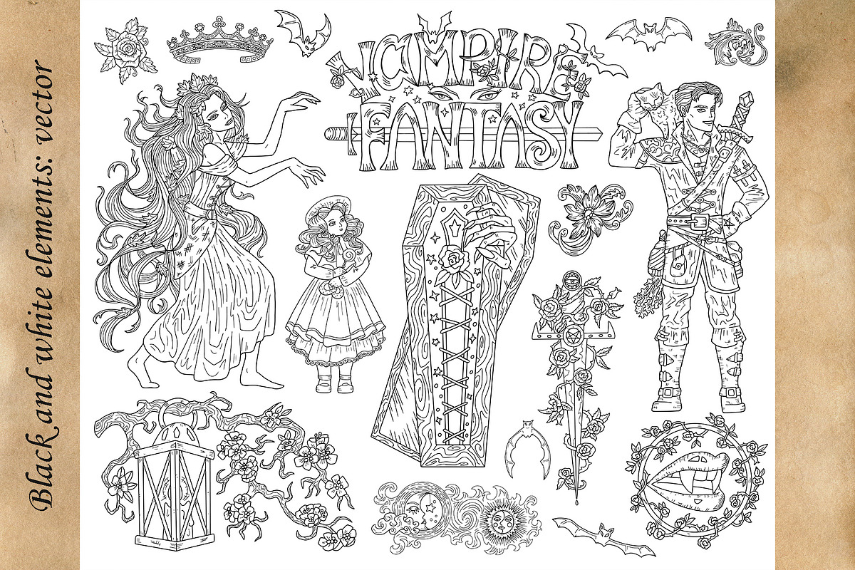 Vampire Fantasy Set, a Decorative Illustration by Samiramay (Photo 3 of 6)