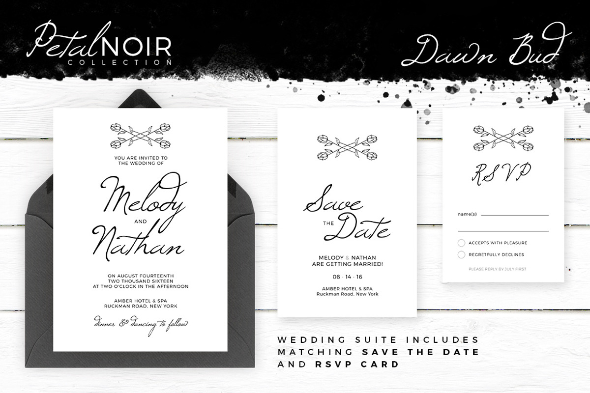 Petal Noir - Wedding Invitation, an Invitation Template by AM Studio (Photo 2 of 2)
