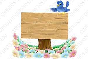 Bluebird Bird Cartoon Wooden, a Texture Illustration by Christos Georghiou