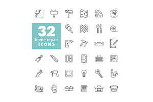 32 Home Repair Icons Set