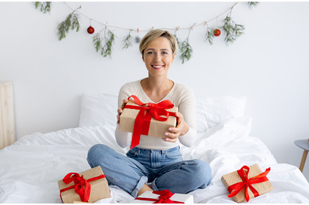 Happy Lady Holding And Giving, a Person Photo by Prostock-Studio