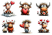 Quirky Valentine Highland Cow Clipar, an Illustration by CreationArt (Thumbnail 2 of 5)