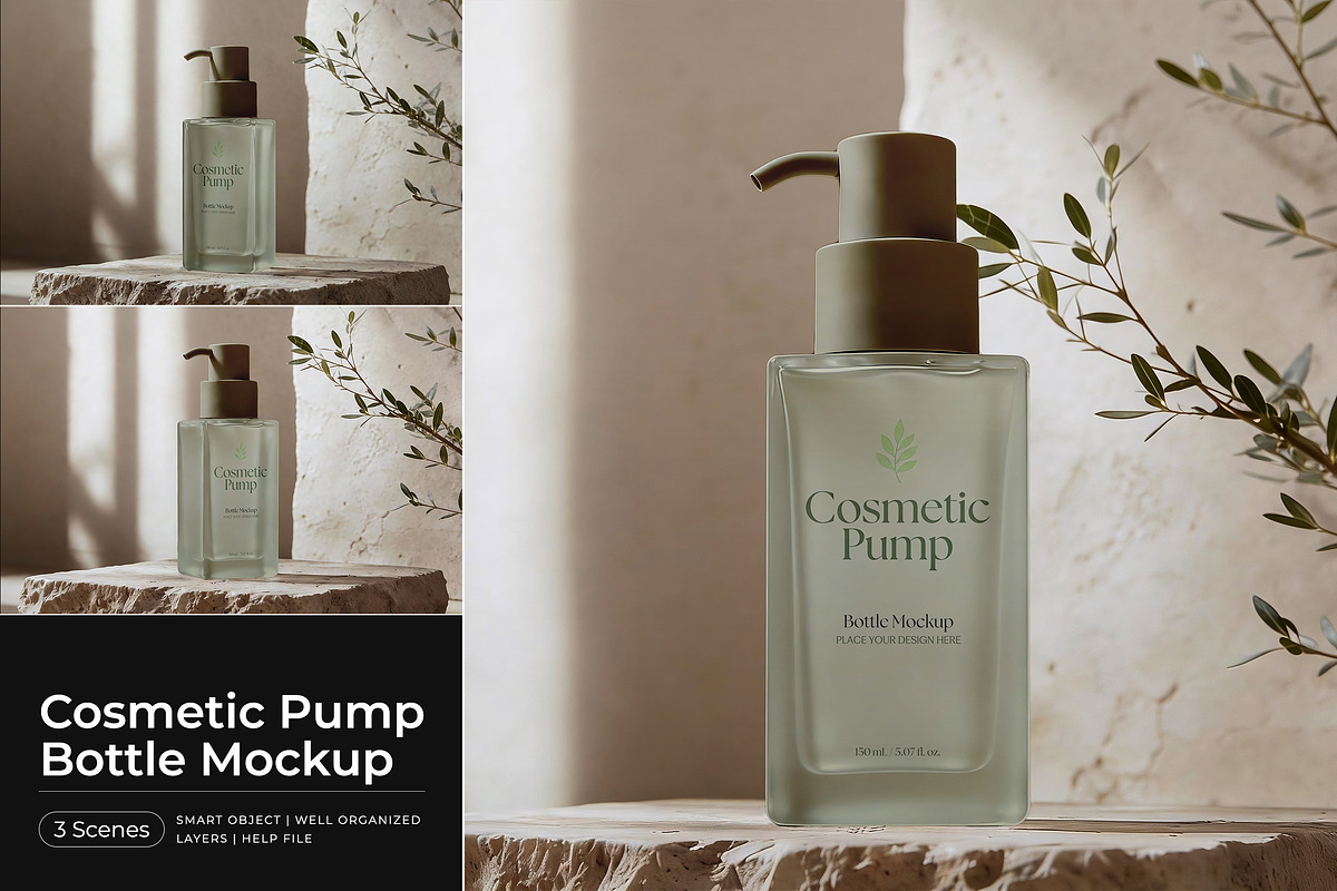 Cosmetic Pump Bottle Mockup, a Cups & Container Mockup by Pitchlook.Studio (Photo 1 of 4)