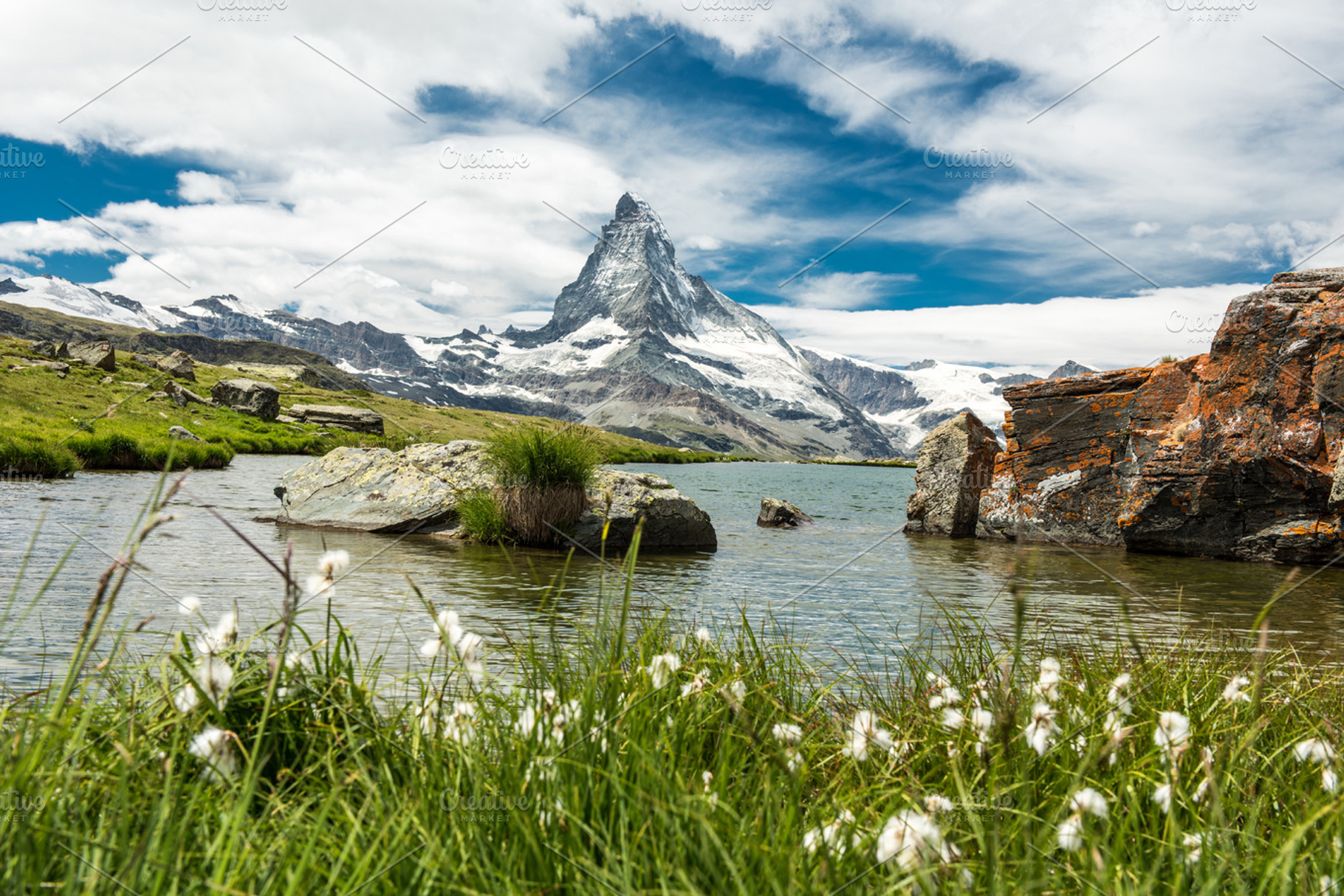 Matterhorn and stellisee lake stock photo containing hill and outdoor, a Nature Photo by Ekaterina Grivet