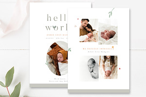 7x5 Organic Birth Announcement PSD