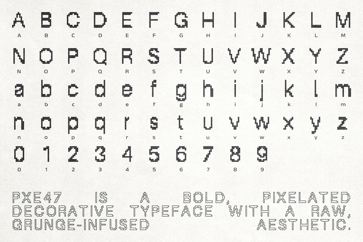 PXE47 Pixelated Typeface, a Sans Serif Font by softulka (Photo 5 of 5)