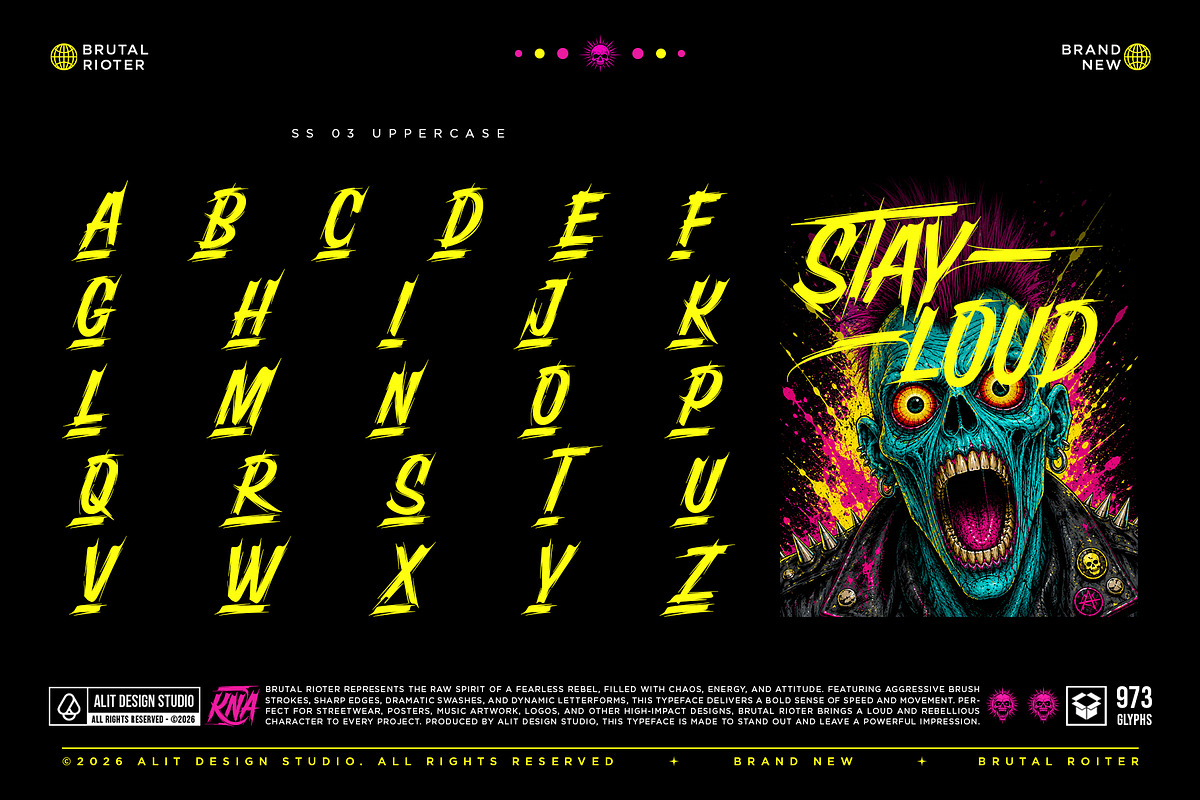 Brutal Rioter Typeface, a Script Font by alit design (Photo 19 of 20)
