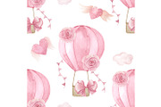 Pink Cute Balloon Pattern, a Decorative Illustration by Natikka Art (Thumbnail 1 of 3)