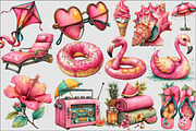 Whimsical Pink Summer Poolside Clipa, an Illustration by Design Market (Thumbnail 4 of 5)