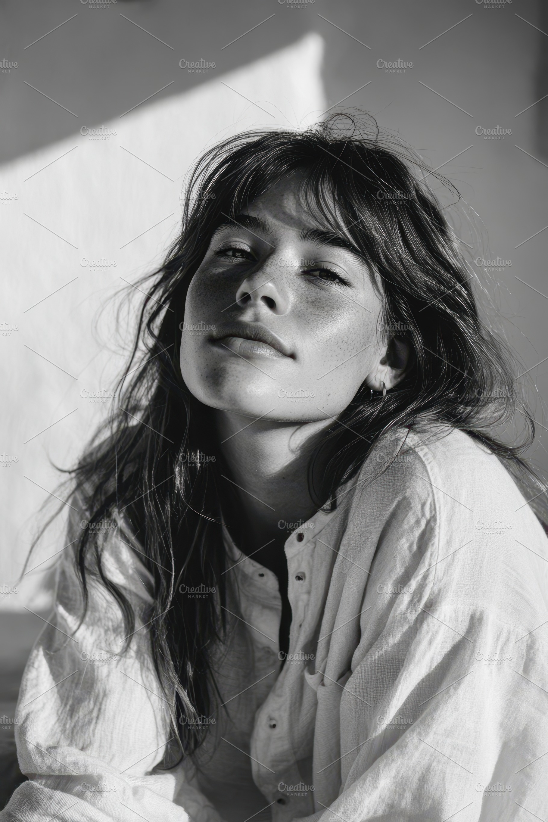 Black and White Portrait of a Woman in Natural Light, a Person Photo by AlyaAnd