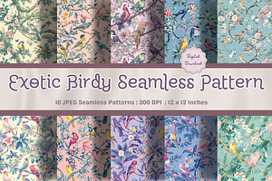 Exotic Birdy Seamless Pattern