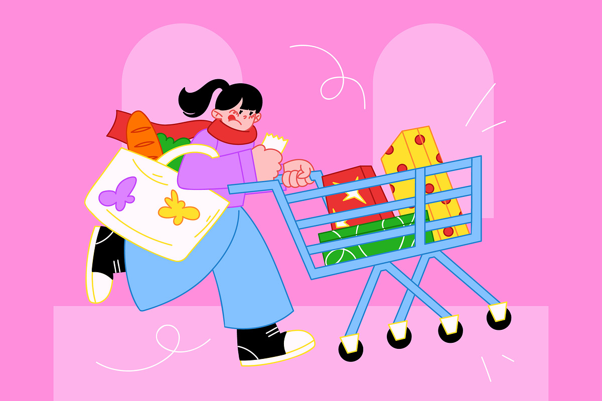 Shopping Spree Full Illustration, an Illustration by graphicook