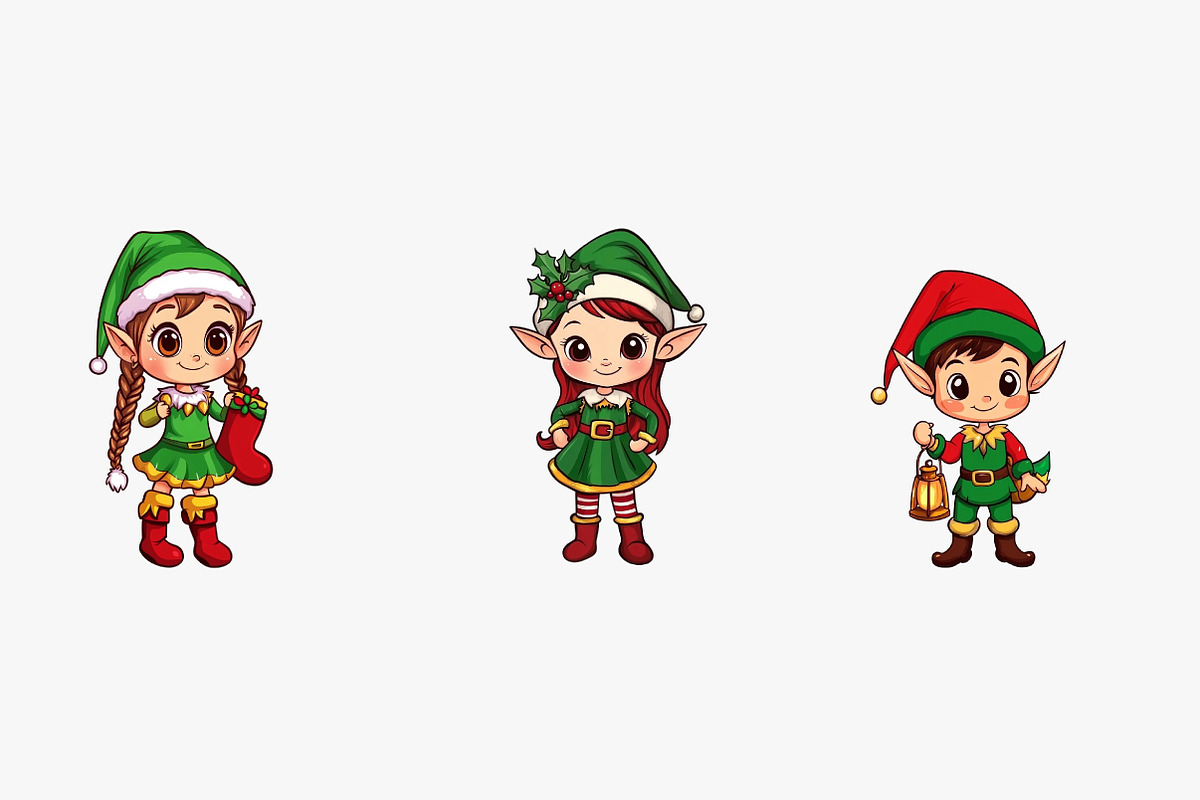 Cute Christmas Elf Clipart, an Illustration by CreationArt (Photo 5 of 5)