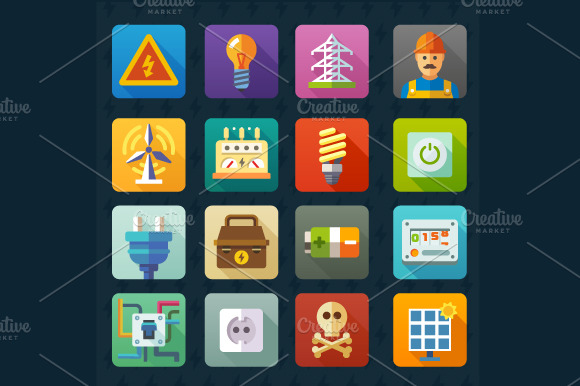 Electricity And Light. Vector Icons