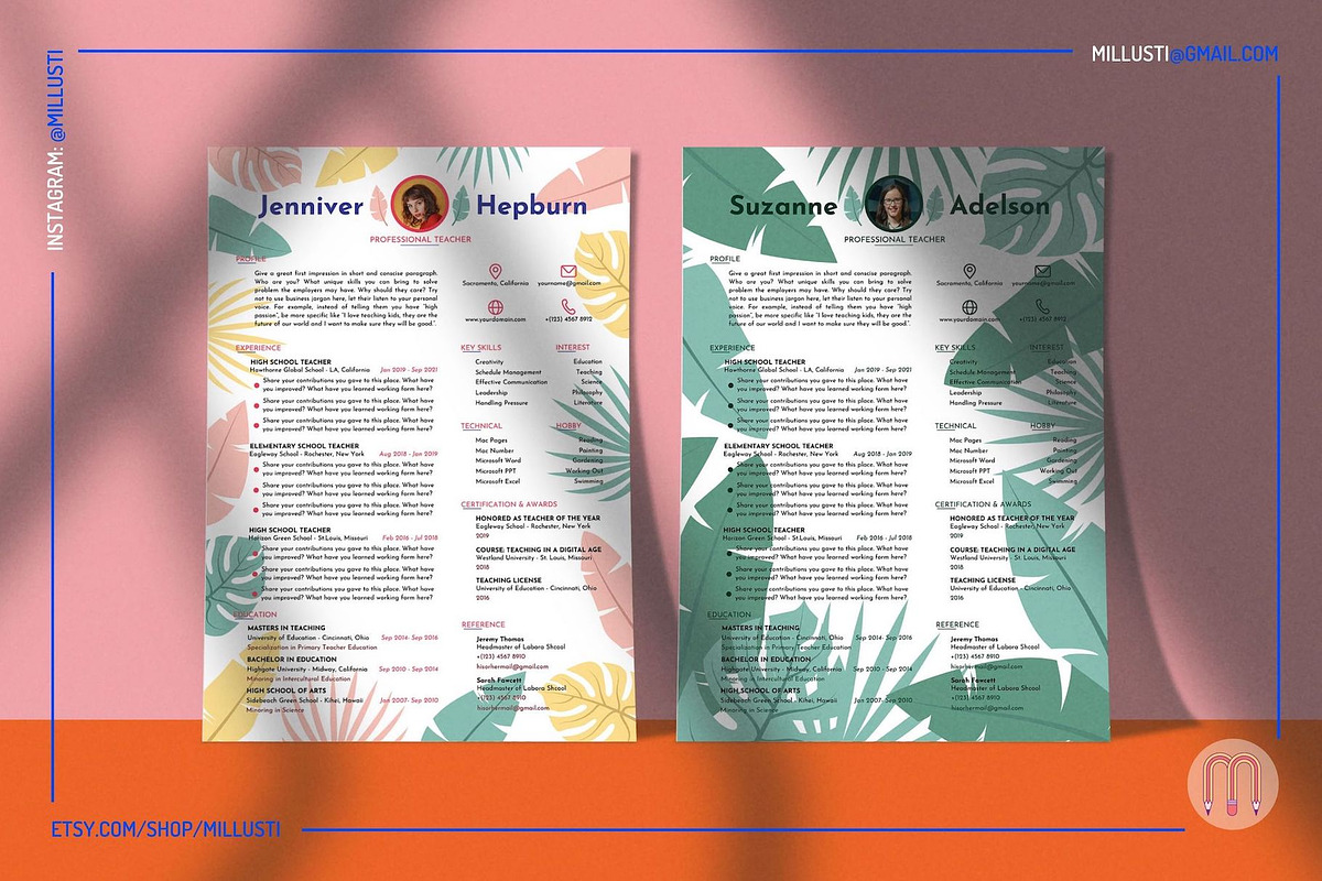 Natural Tropical Leaves Resume Canva, a Resume Template by Millusti (Photo 1 of 9)