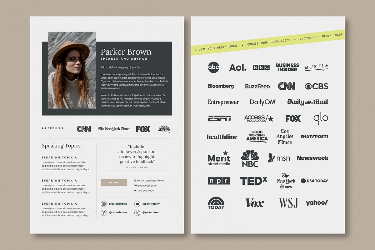 Parker Speaker Sheet Canva Template preview 2