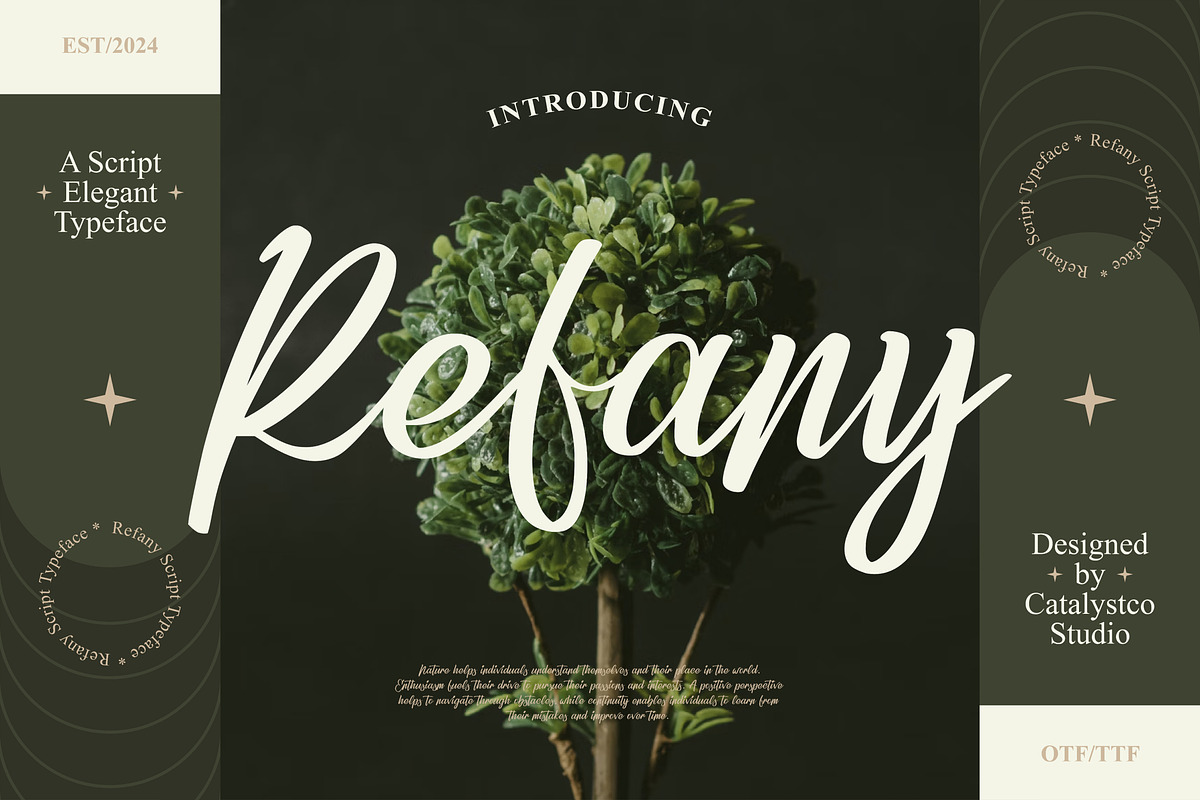 Refany Script Elegance Font, a Script Font by Catalystco Studio (Photo 1 of 7)