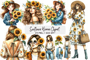 Watercolor Sunflower Woman Clipart, an Illustration by DreamArtGraphic (Thumbnail 1 of 4)
