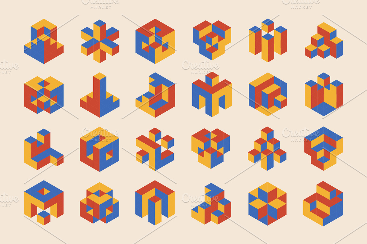 3D Geometry Printable Wall Art Set, a Background Graphic by C Design Studio (Photo 26 of 28)