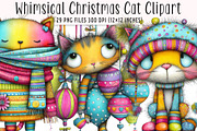 Whimsical Christmas Cat Clipart, an Illustration by SinaCreation (Thumbnail 1 of 6)