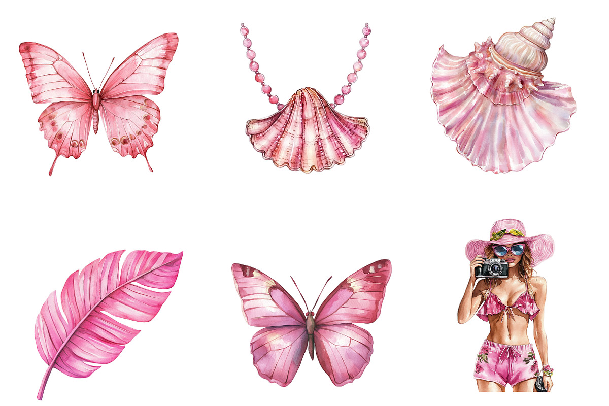 Pink Summer Sublimation Clipart, an Illustration by SinaCreation (Photo 3 of 5)