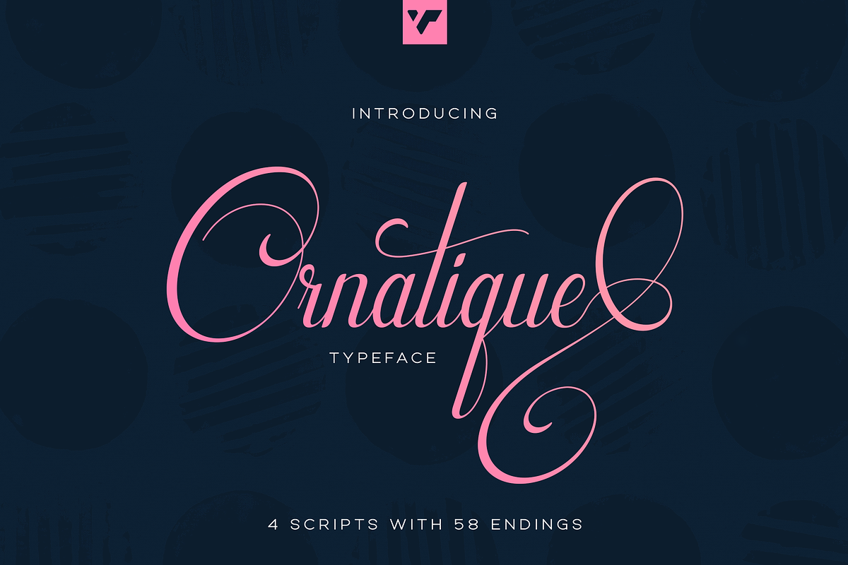 Ornatique script - 4 fonts, a Script Font by VP Fonts (Photo 1 of 15)