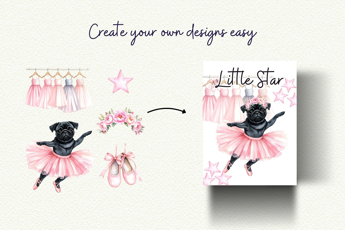 Pug Ballet Coquette Clipart, an Object Graphic by Anna Design Studio (Photo 7 of 9)