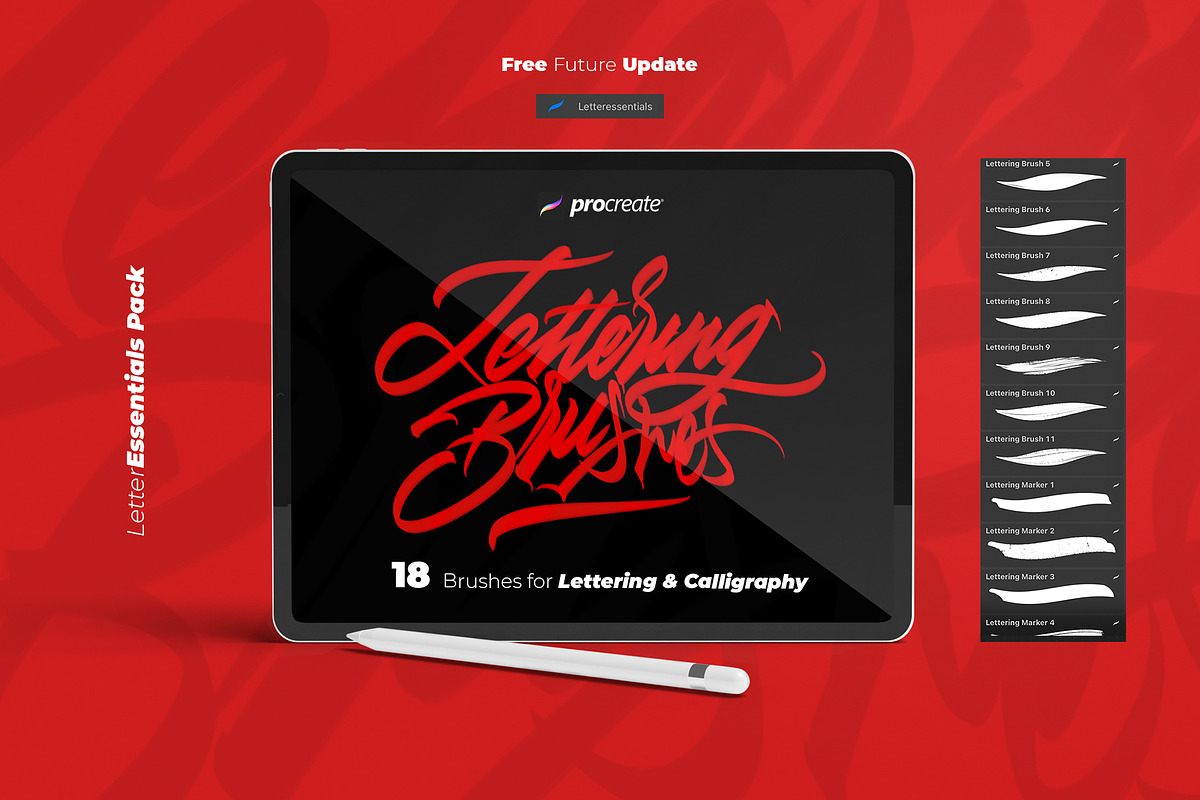 Lettering Brushes Procreate, a Brush Add-On by n.A Studio (Photo 1 of 9)