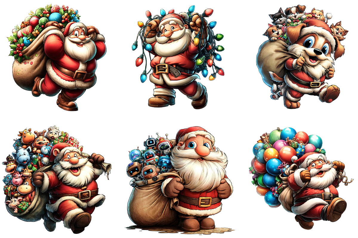 Funny Santa's Happy Haul Clipart, an Illustration by DreamArtGraphic (Photo 2 of 5)