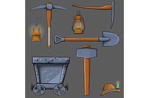 cartoon mining set,, an Illustration by piter.goskov