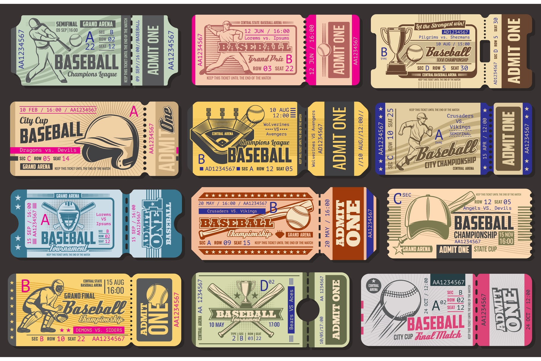 Vector Admission Tickets Baseball by Vector Tradition  Creative Market