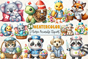 Cute Easter Nurse Animals Clipart, a Seasonal Illustration by Rose Art (Thumbnail 1 of 4)